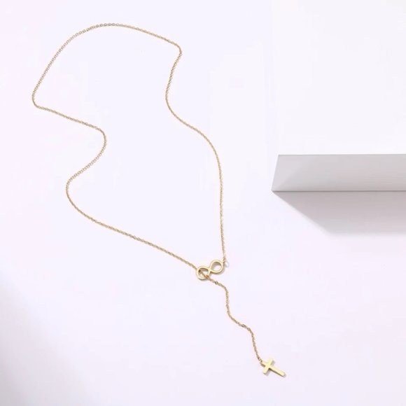 Pendant Cross & Infinity Gold & silver Necklace - Picture 3 of 7